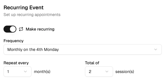 Make recurring toggle in the appointment form