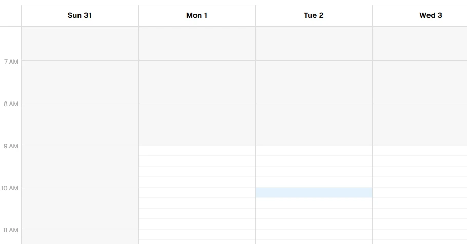 Click an empty time slot to open the appointment form