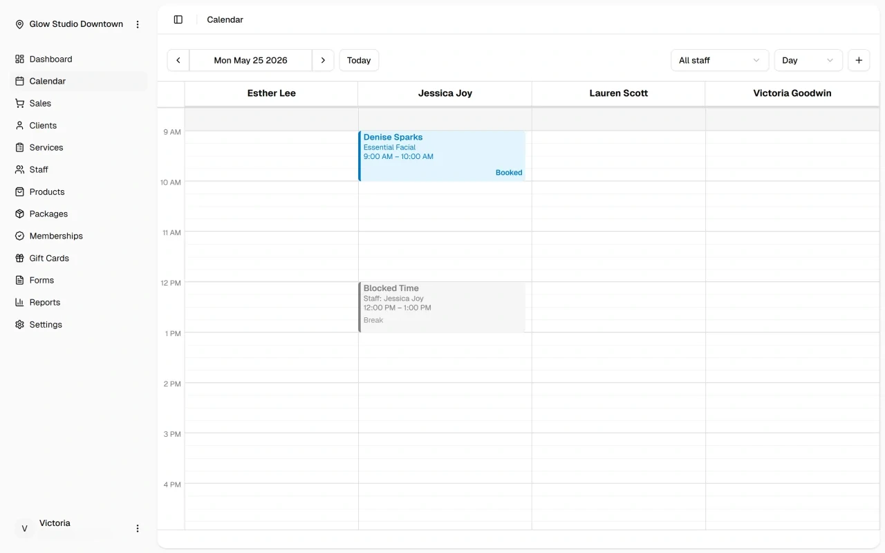 Time blocks on the calendar