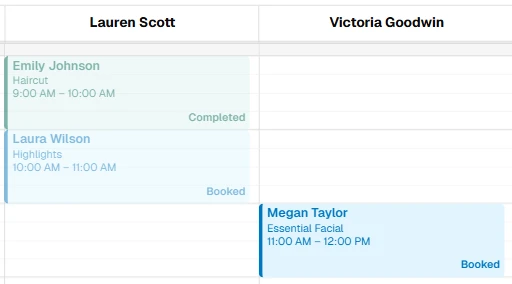 Drag an appointment to a new time slot