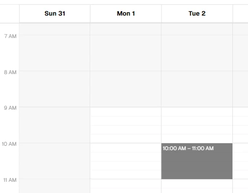 Drag on the calendar to set an appointment duration