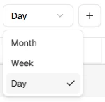 Calendar view selector showing Week, Day, and Month