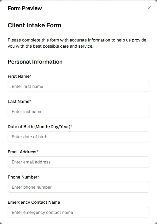 Form preview dialog
