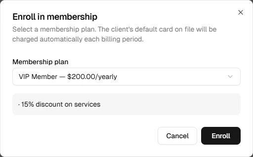 Enroll in membership dialog