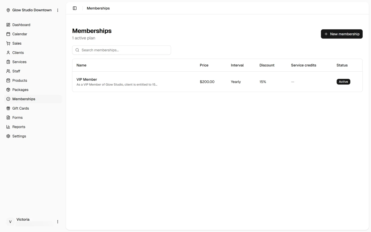 Memberships list
