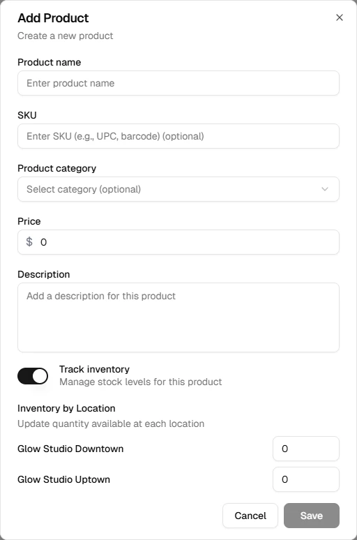 Add product dialog