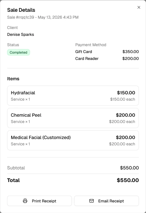 Sale details dialog