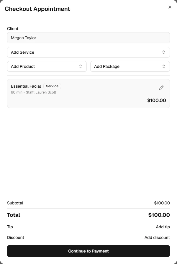 Event drawer with checkout button