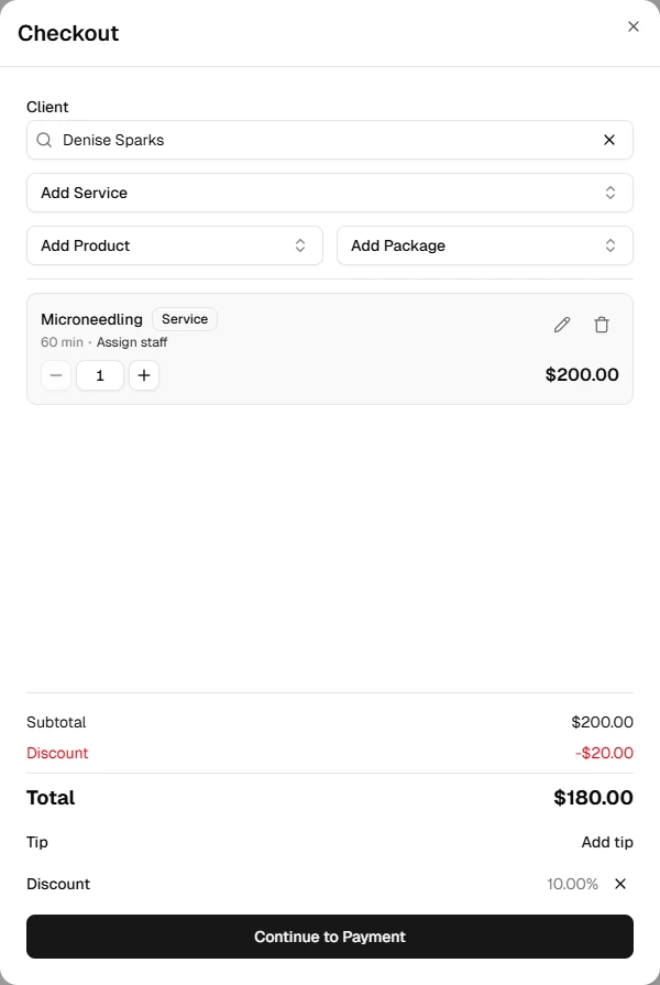Checkout totals with discount applied