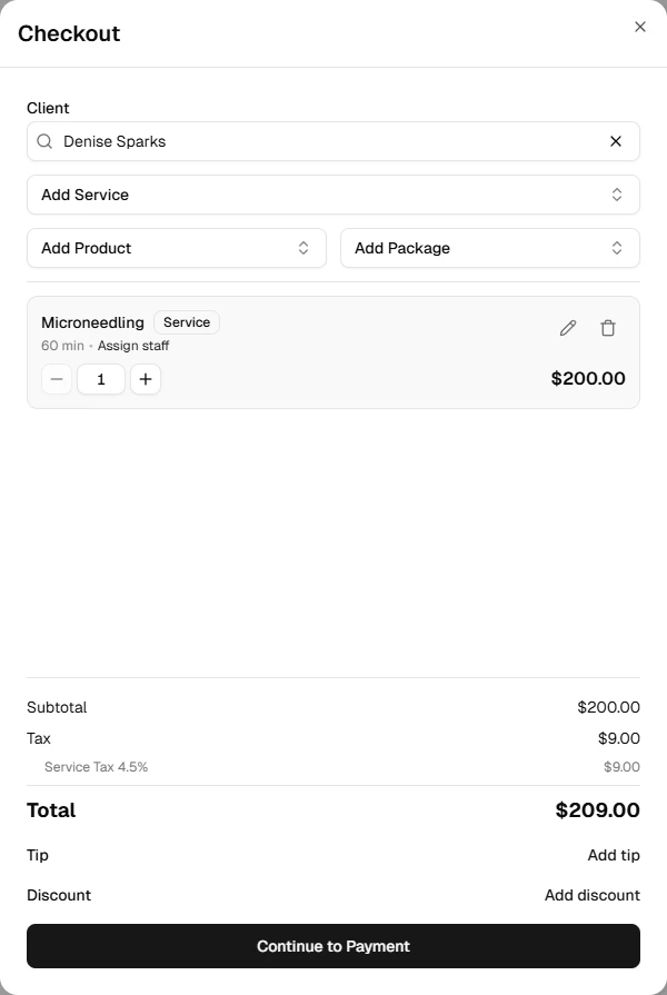 Checkout totals with tax breakdown