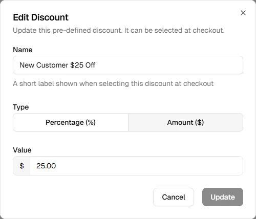 Add fixed amount discount dialog