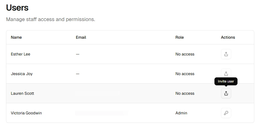 Invite user from settings