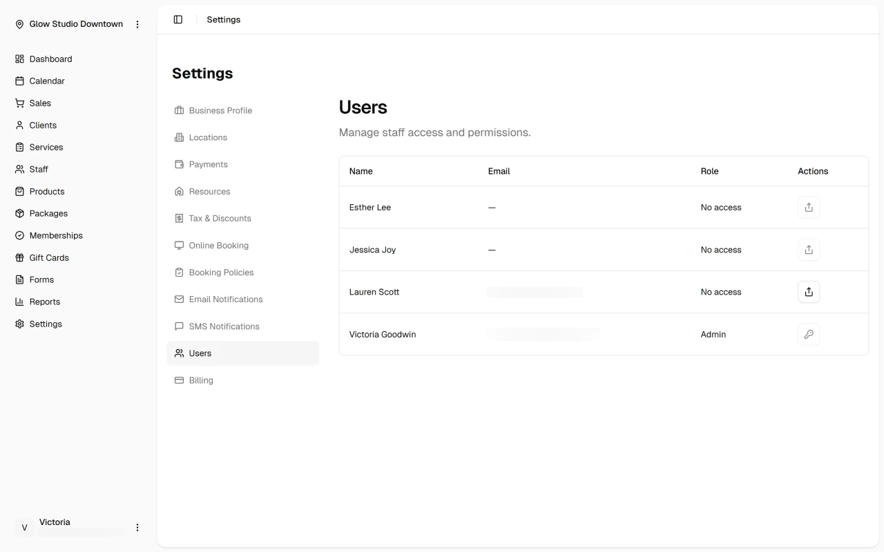 User management settings
