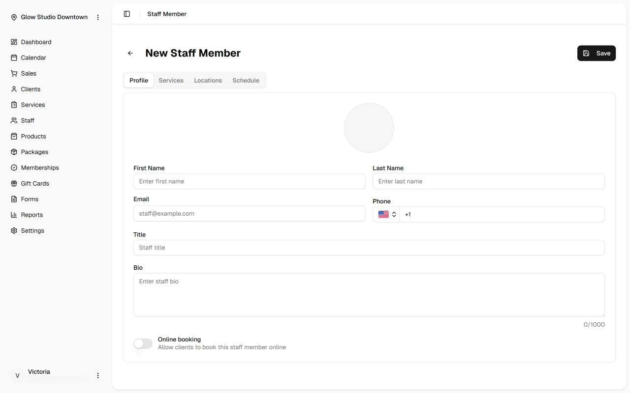 Add staff member form